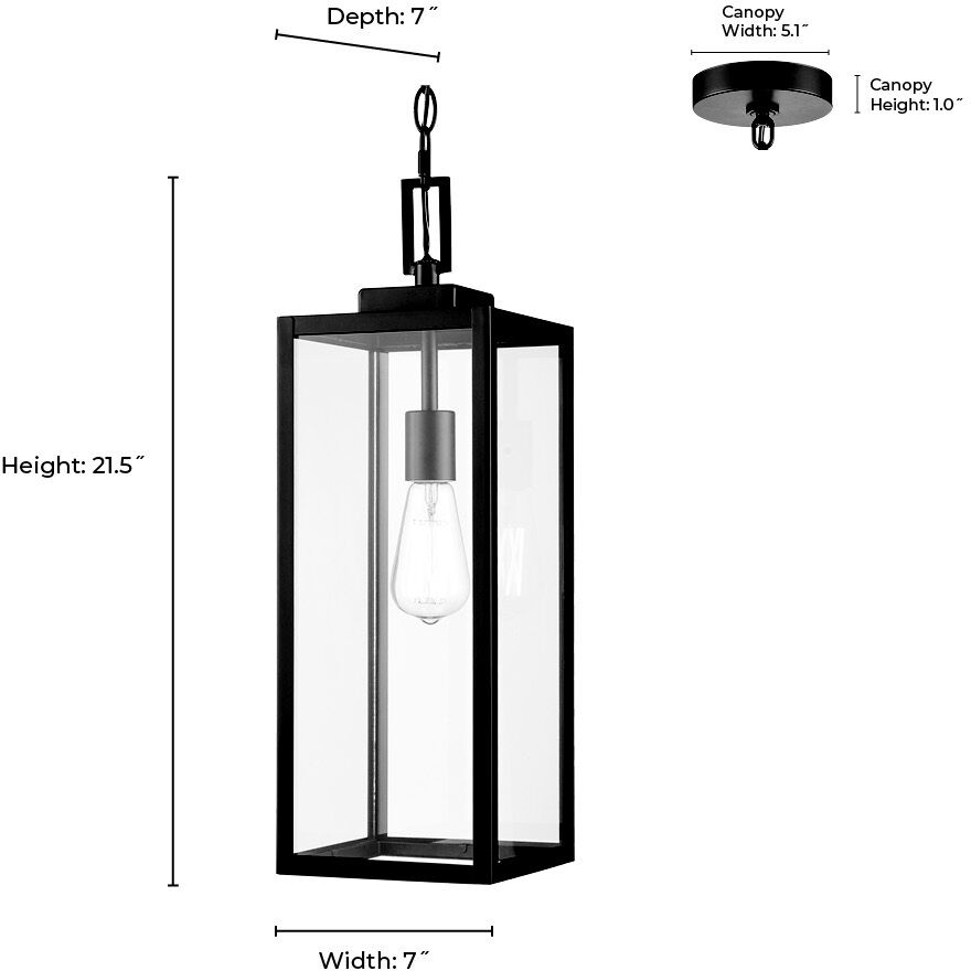 Atless 1 Light 7 inch Powder Coated Black Outdoor Hanging Pendant